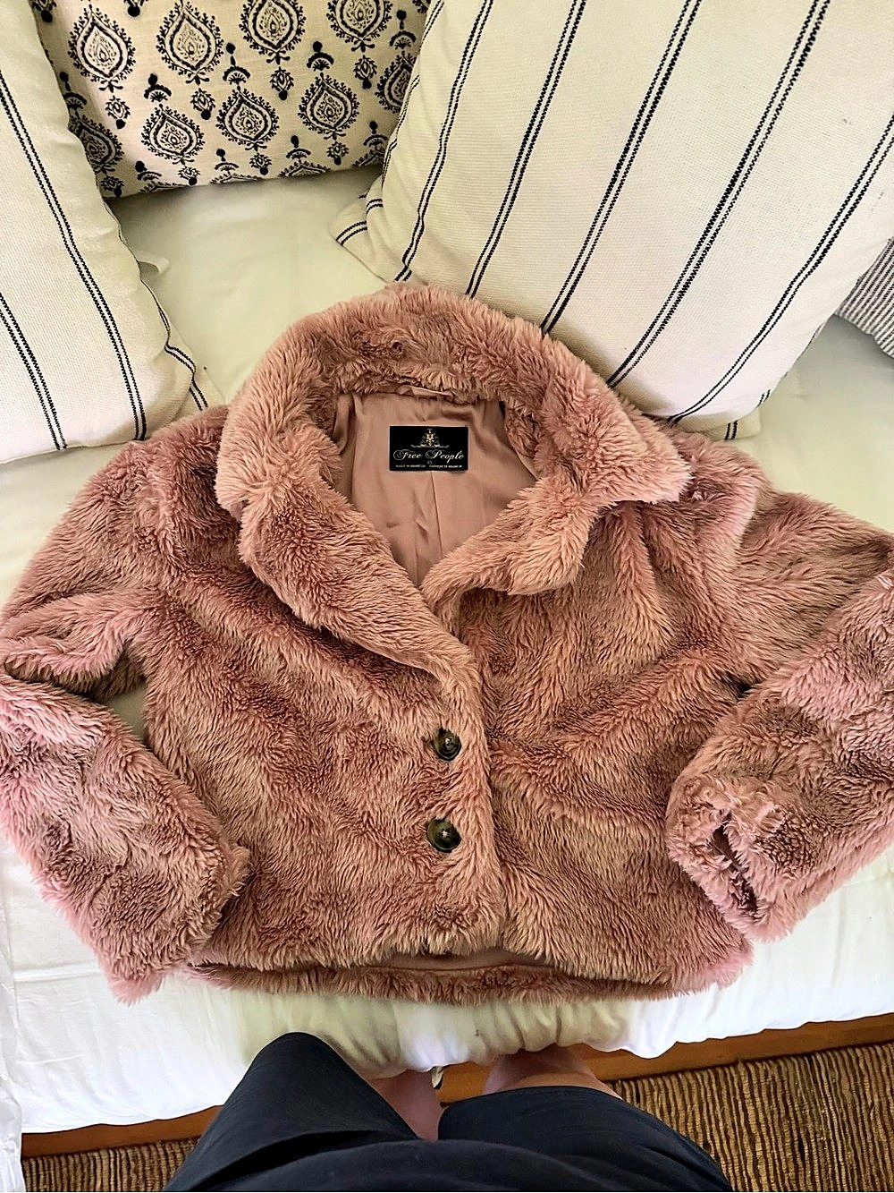 Free People Supernova Cropped Faux Fur Jacket Pink XS
